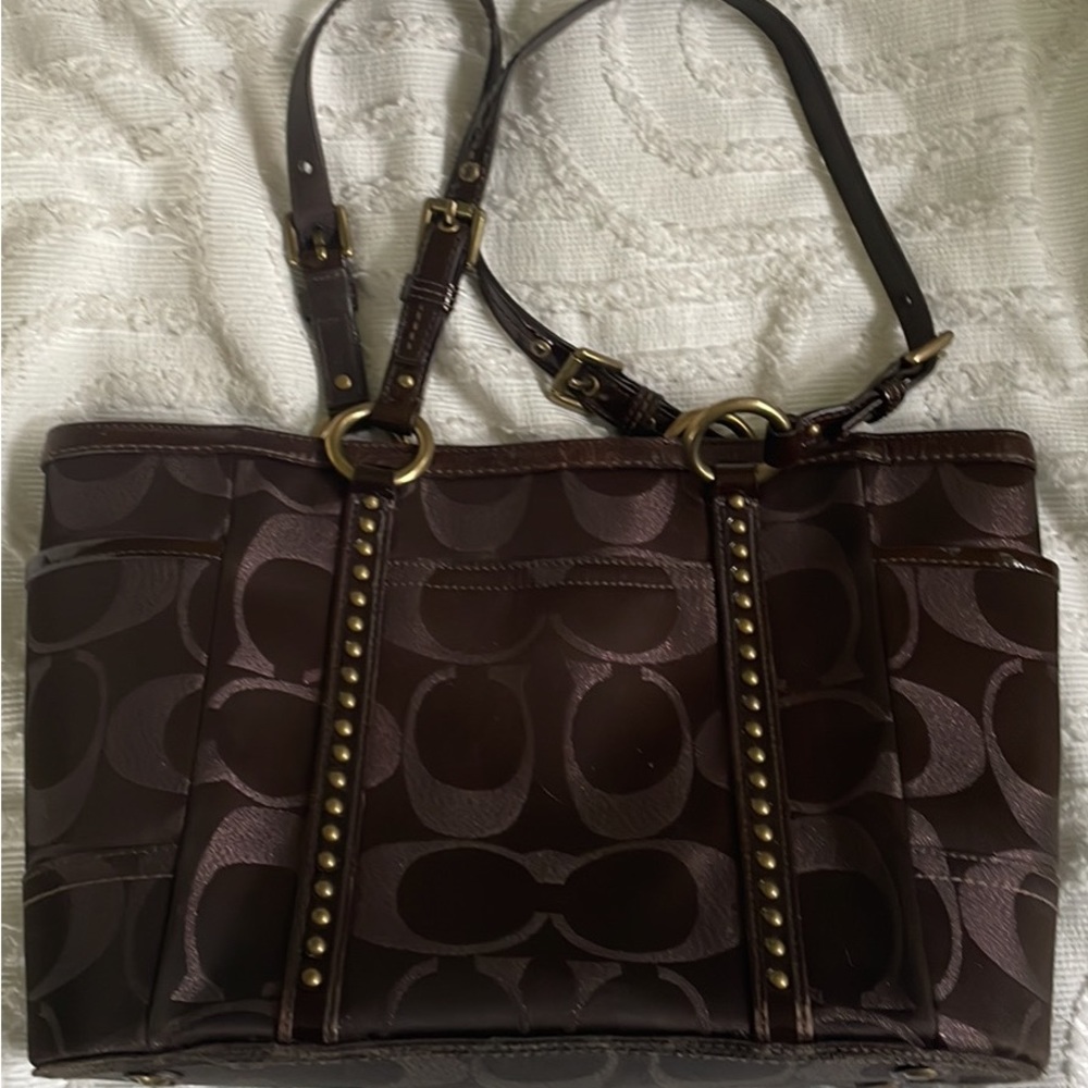 Vintage Brown and Purple Coach Bag Purse